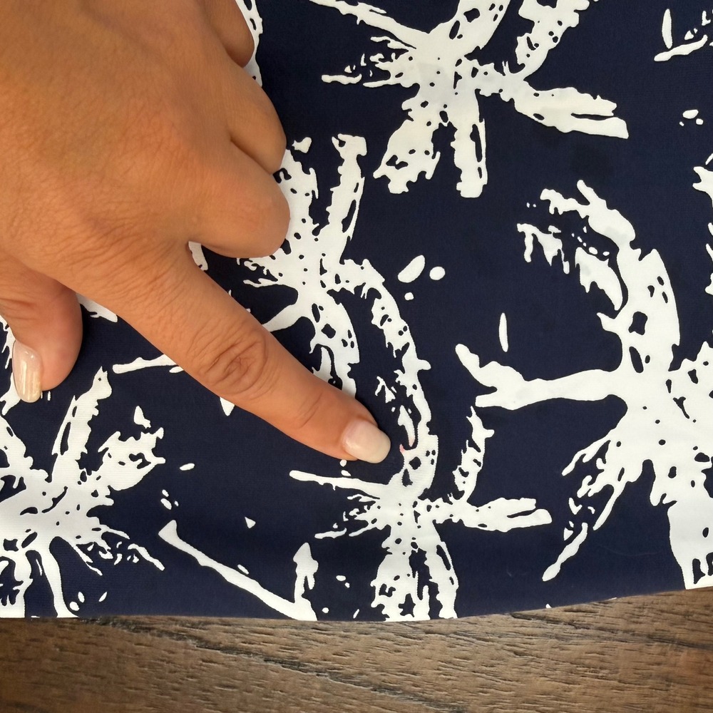 Lulu-B Palm Tree Print Sleeveless Shift Dress Navy Blue White Womens Medium - Picture 8 of 8